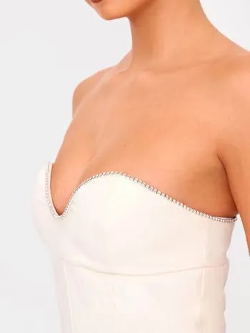 PrettyLittleThing cream diamante detail playsuit Romper size 2 NWT - Image 3