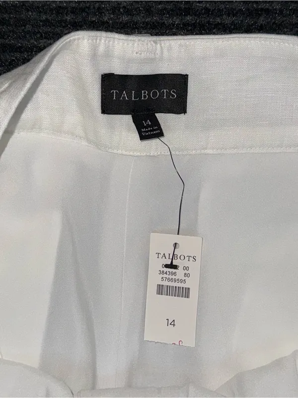 Talbots NWT Linen Pleated Bermuda Shorts Lined Coastal Resort Women's 14 White - Image 6