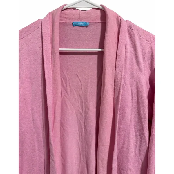 J McLaughlin Cardigan‎ Sweater Open Front Cotton Blend Pink Women's Medium - Image 3