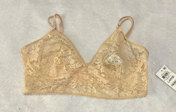 NWT INC International Concepts Women’s Lace Bralette | Size: L | Almond Latte - Image 2