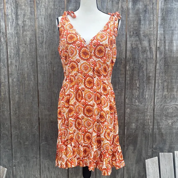 Cupshe Orange Printed Bohemian Sleeveless Mini Sundress Size XL - Image 4