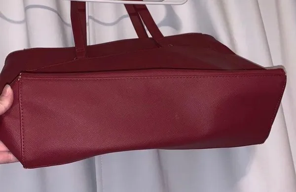 Dark Red faux leather Handbag Large Multi Compartment - Image 4