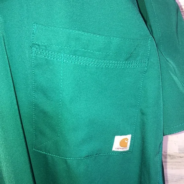 Green carhartt force scrub top nurse shirt doctors shirt carhartt clothi…​ - Image 2