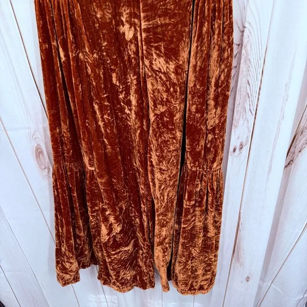 Free People Women’s 0 Say La Vie Velvet Flare Bell Bottom Wide Leg Cinaber Pants - Image 2
