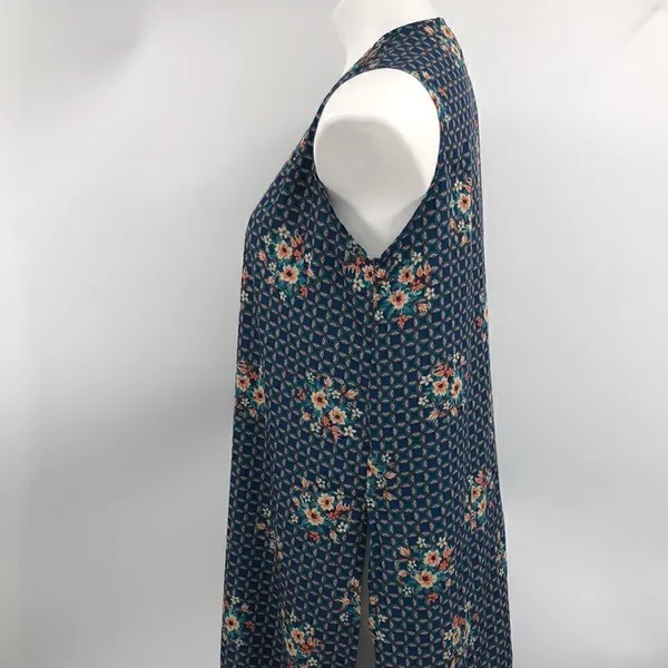 Lularoe small teal orange sleeveless open cardigan duster - Image 4