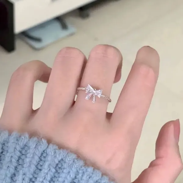 Adjustable Silver Bow Ring - Image 6