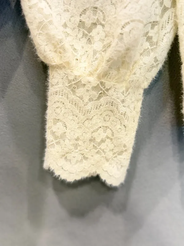 Cream Lace Cardigan Cottagecore Boho‎ Fairycore Romantic Sheer Floral Lace Top - Image 3