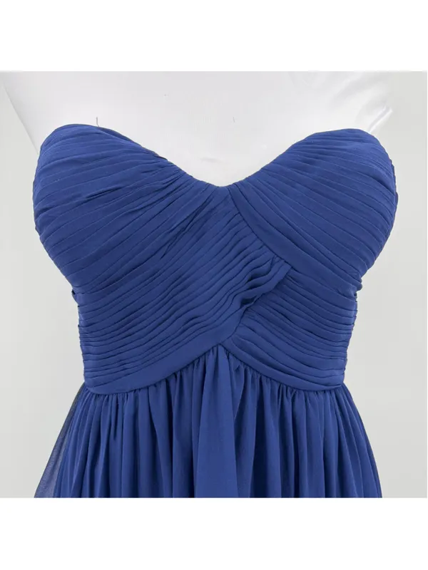 Donna Morgan Navy Blue Silk Mini Dress Strapless Pleated Cocktail Party Homecoming Formal 6 - Image 3