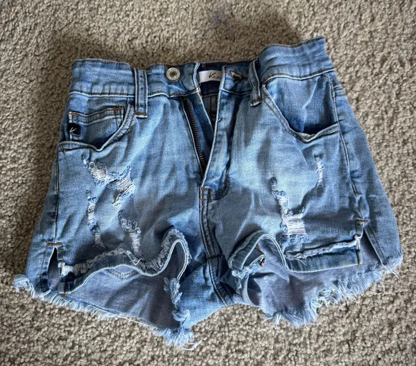 KanCan USA Blue Distressed Denim Shorts - Image 2