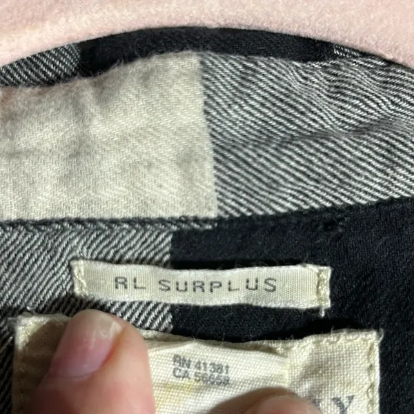 Denim & Supply Ralph Lauren WOMEN RL SURPLUS BUTTON DOWN FLANNEL BLACK/CREAM M - Image 7