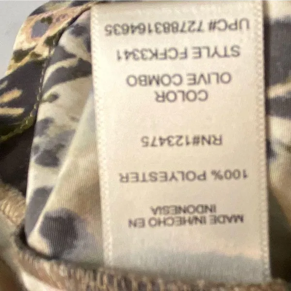 Blouse Top Abstract Size XS French Connection Olive Green & Tan - Image 8