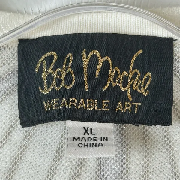Bob Mackie Wearable Art Cream Embellished Sequin Bead Cardigan Sweater XL - Image 3