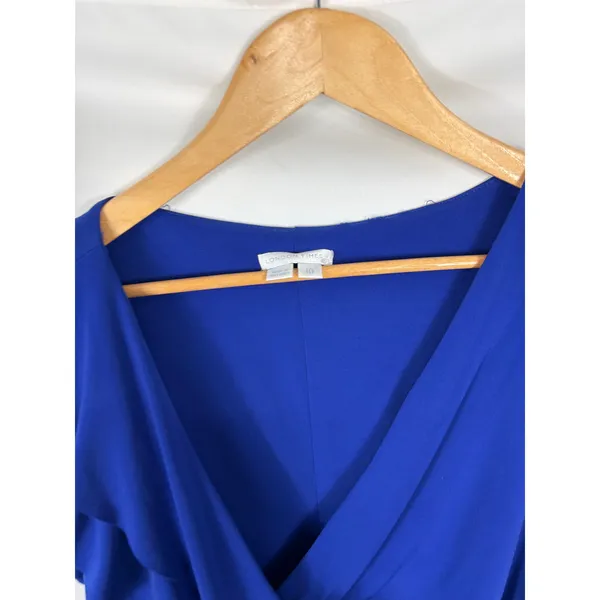 London Times Royal Blue Cap Sleeve Gathered Dress Size 10 - Image 3