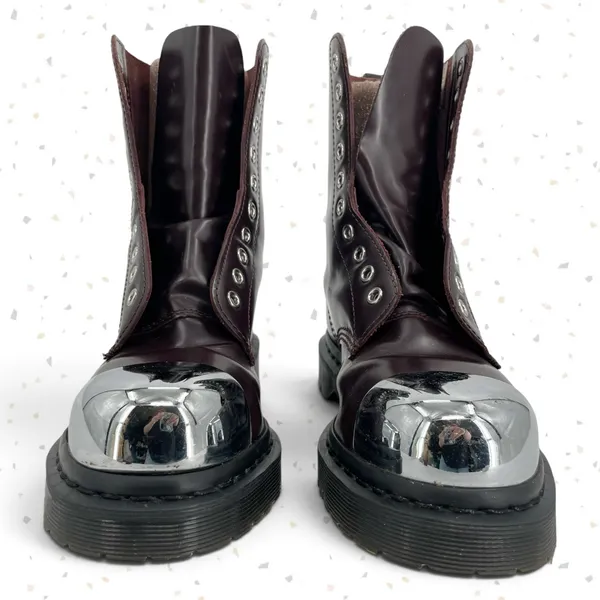 Dr. Martens Grasp Oxblood Red Boots Exposed Steel Toe Edgy Grunge Utility UK 5 - Image 7
