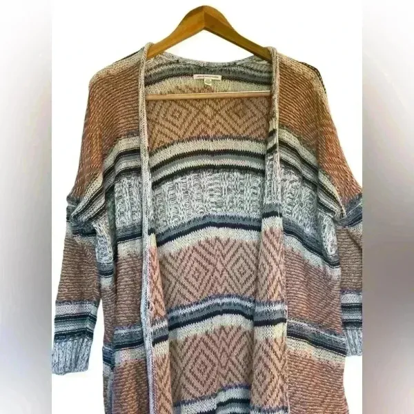American Eagle Oversized Striped Fall Cardigan With Pockets‎ Size Medium Flaw - Image 2