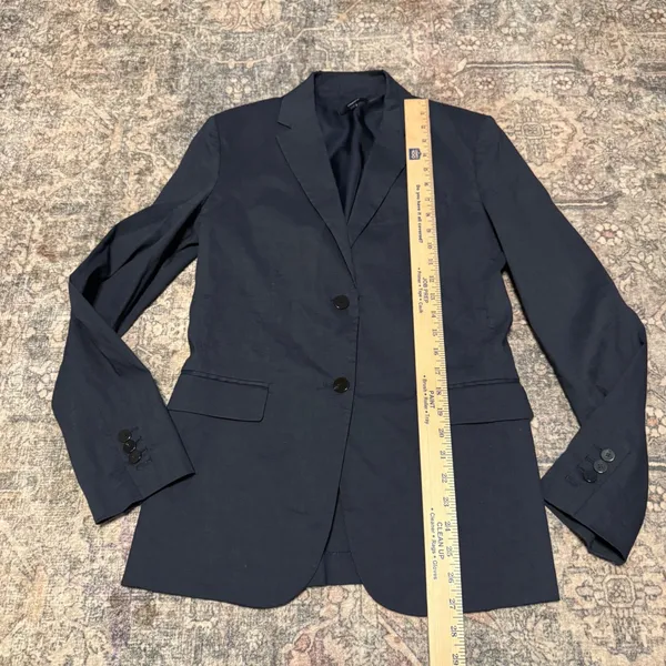 Theory Classic Blazer Navy Blue Linen Blend Size 4 - Image 5
