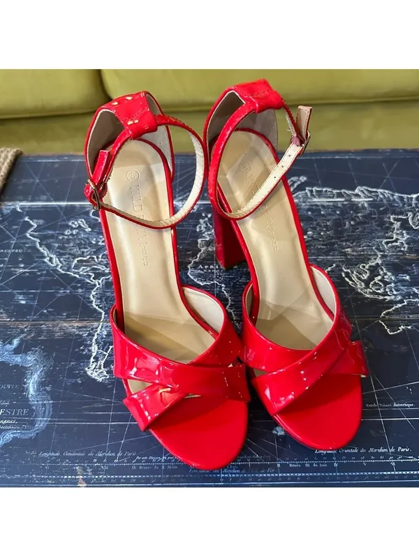 Wild Dive Red Ankle‑Strap Chunky Heels – Size 8 - Image 6