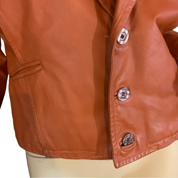 Custom Tailor Han'S Vintage 1970'S Brown Leather Front Button Jacket (M) - Image 7