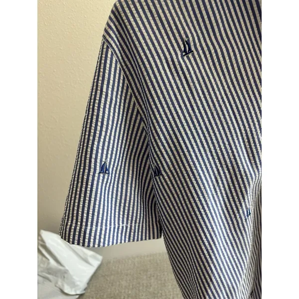 Women's Draper’s & Damon’s‎ Blue & White Striped Button Down - Nautical - Image 7