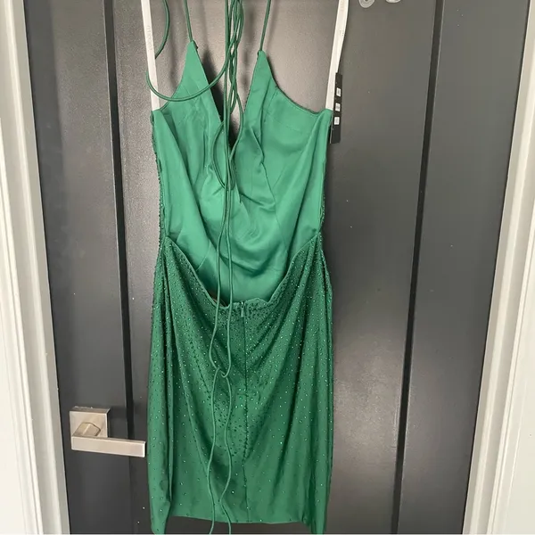 NWT LUCCI‎ LU 4156 GREEN Sparkle Backless Dress Sz 2 $248 - Image 6