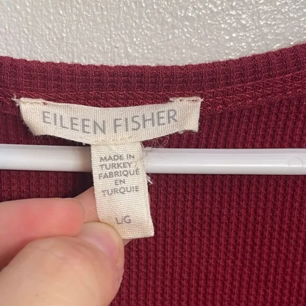 Eileen Fisher Cozy Organic Cotton Waffle Knit Tank Dress Burgundy L Minimalist - Image 3