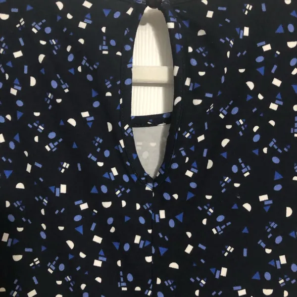 ALYA‎ blue white geometric dress women’s size XXS fit flare knee length - Image 7