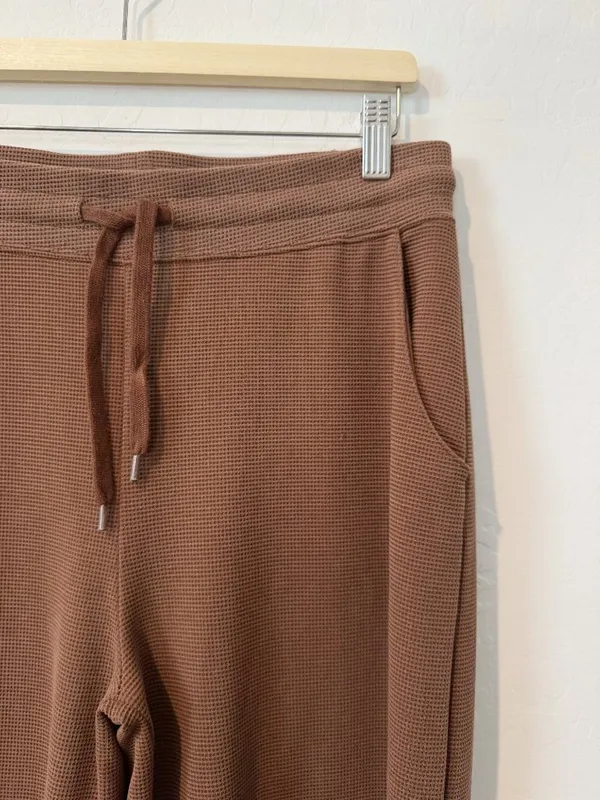 American Tall Waffle Knit Wide Leg Pants Size Medium Extra Tall Brown Lounge - Image 4