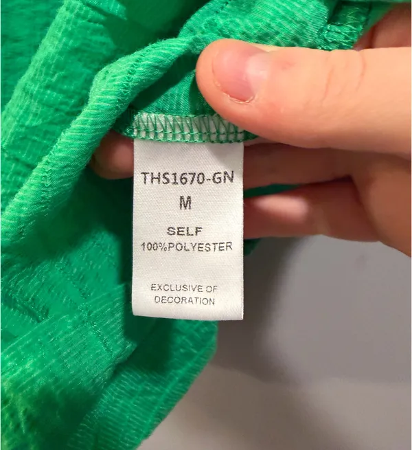 THML Ruffle Sleeve Ruffle Collar Textured Blouse Green - Image 4