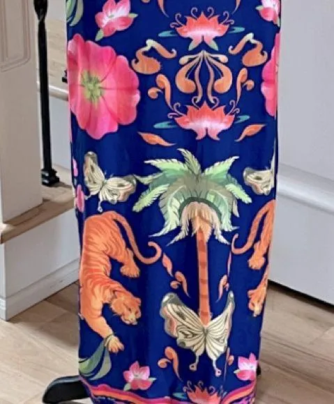 SheIn Colorful Vibrant Maxi Dress Strapless Blue Gold Multicolor New - Image 5