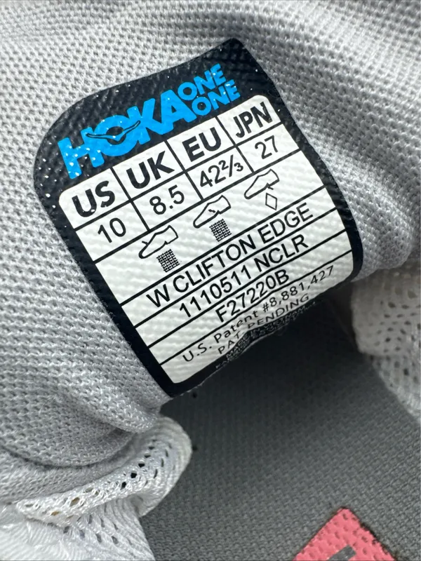Hoka One One Women’s Clifton Edge Running Shoes Us10 Gray Pink Orange 1110511 - Image 14