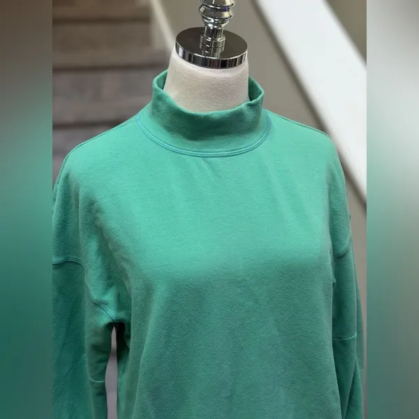 FreePeople Movement Oversized Mock Neck Back Zip Green Longline Sweatshirt Tunic - Image 2