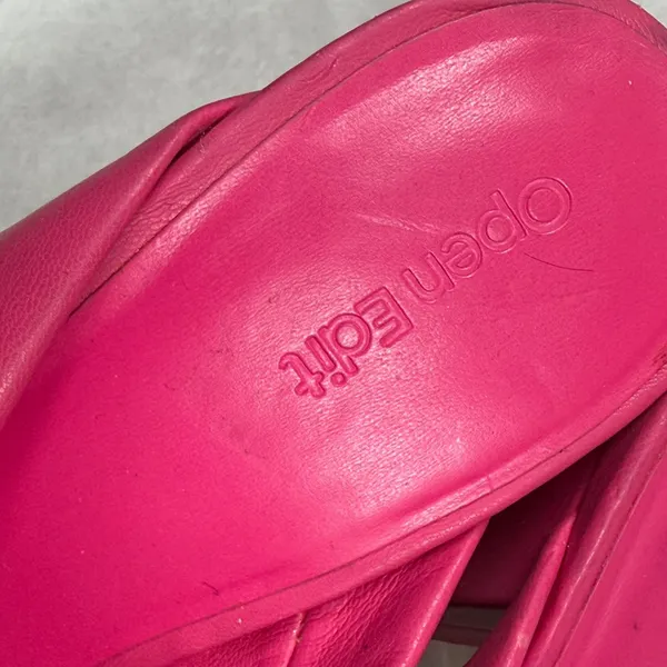 Open Edit Pink Knot Platform Mules Square Toe Block Heel‎ Sandals Womens 7 - Image 4