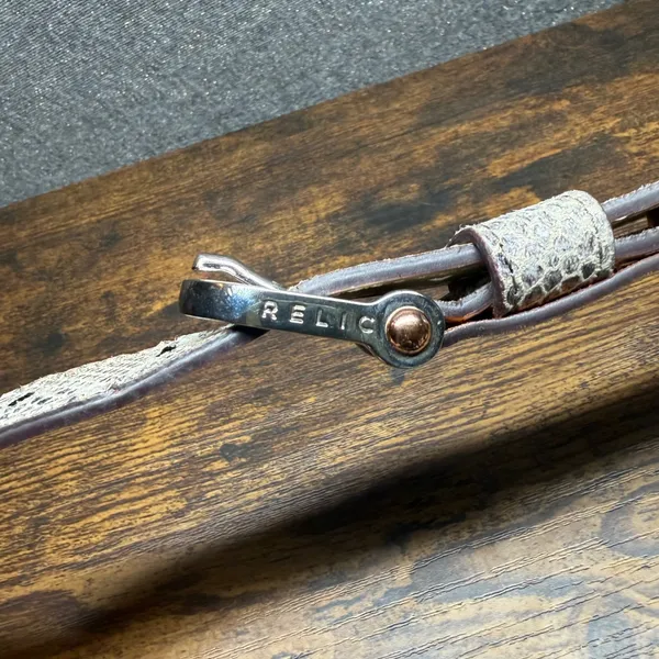 Relic Snakeskin‎ Print Belt Womens Size Medium Gray Faux Leather Silver Buckle - Image 2