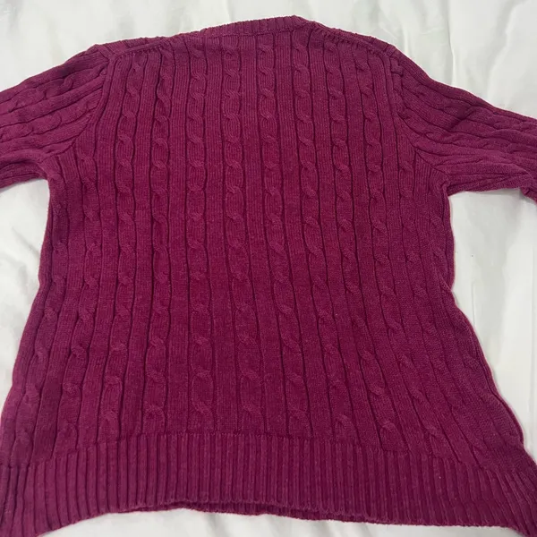 Polo Ralph Lauren Purple Knit 100% Cotton Crewneck Sweater Large - Image 6