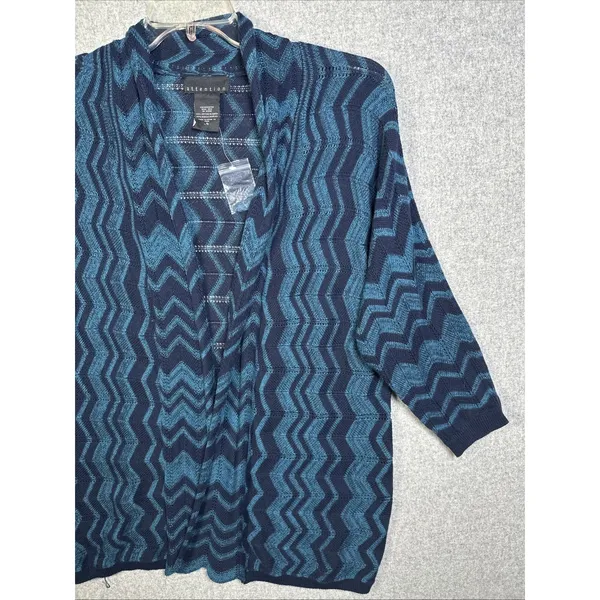 NWOT Attention Womens Cardigan Sweater Large 3/4 Sleeve Knit Open Blue‎ Tie - Image 2