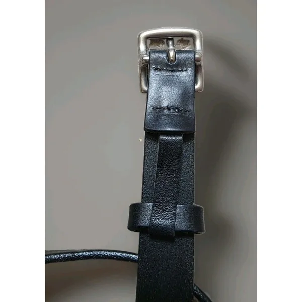 Coach Black Leather Belt Silver Tone Metal Buckle Women Men Unisex Size 36 - Image 5