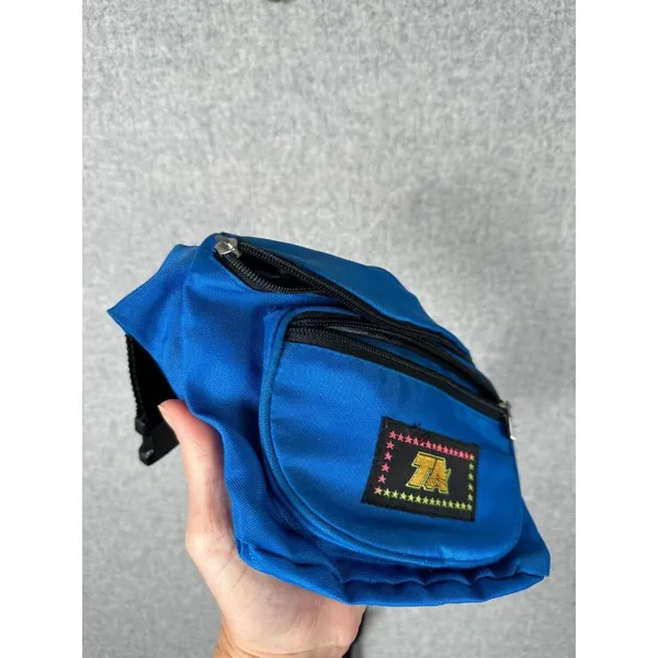 Vintage TA‎ Blue Fanny Pack 90s Retro Multiple Pockets Adjustable Retro Waist - Image 3