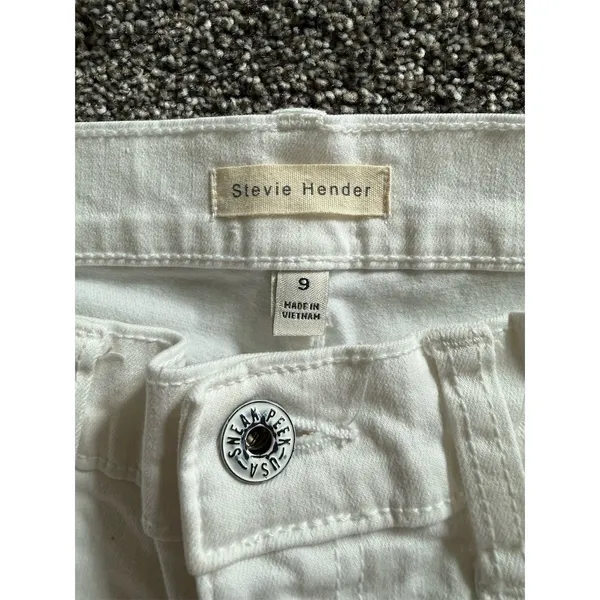 Stevie Hender Jeans Womens Size 9 White Skinny Slim Distressed Raw Hem - Image 4