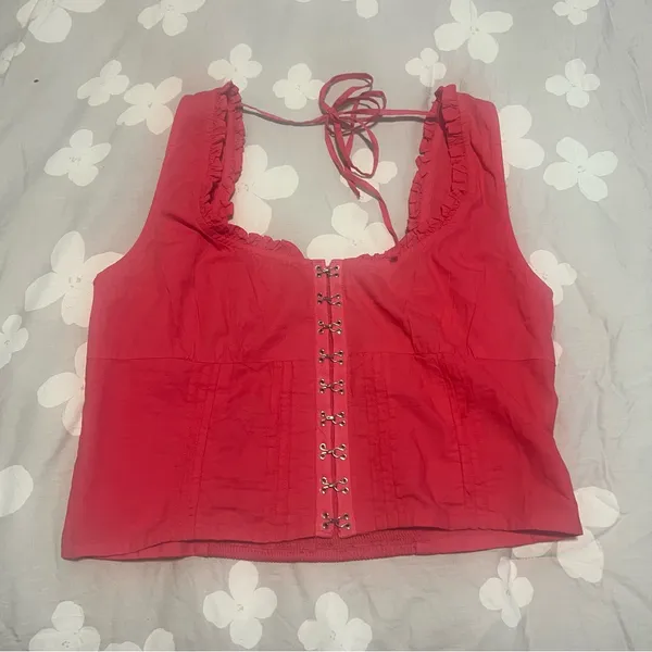 Free People Red Ruffled Crop Top - Image 2