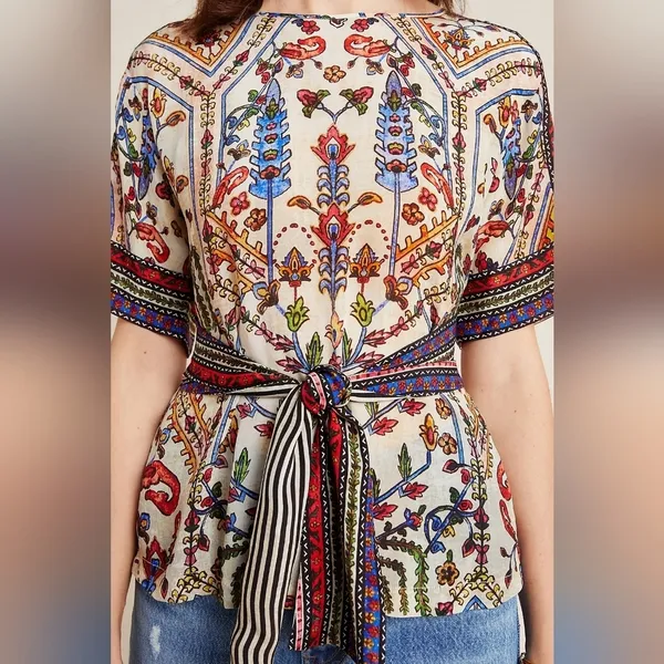 Anthropologie Vineet Bahl Meknes Embroidered Shirt Top - Image 7
