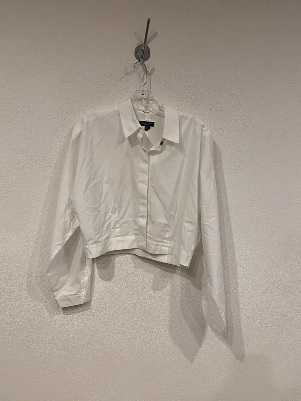 Rag & Bone Morgan Shirt Womens Medium White Cropped Boxy Button Front Top Blouse - Image 2