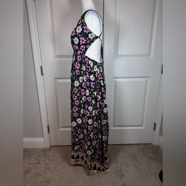 Lulus Floral Maxi Dress Open Back Boho Resort Vacation Wedding Guest NWT M - Image 4