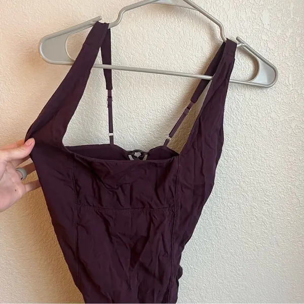 Free People Dark Purple Lace Back Bodysuit - Image 2