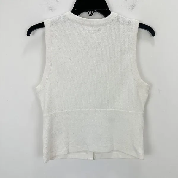 Madewell Split Crewneck Cardigan Tank Lighthouse Beige Knit Vest Cropped S NWT - Image 8