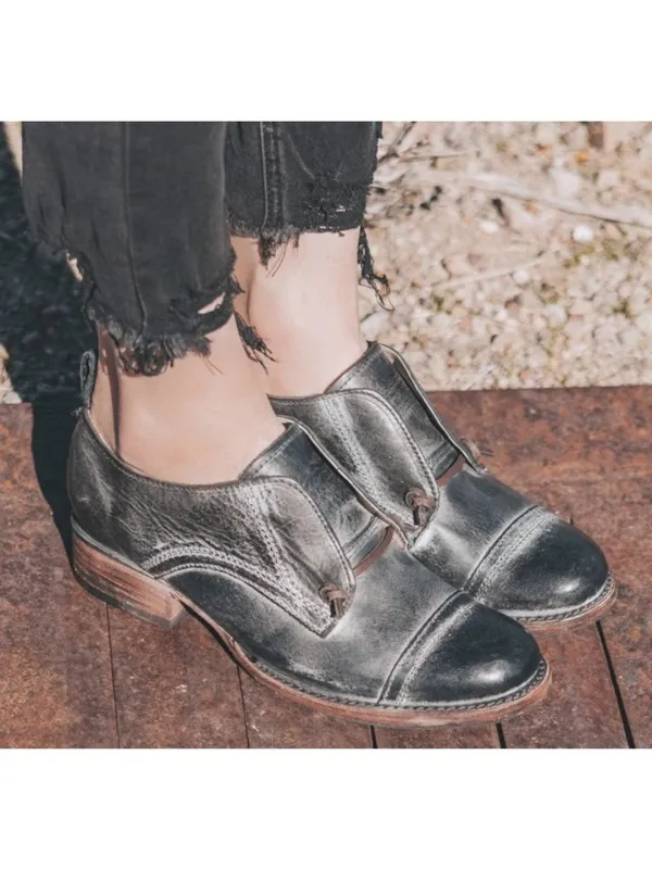 Freebird by Steven Mabel Leather Oxfords Distressed Edgy Grey Steampunk Loafers Flats 10 - Image 4