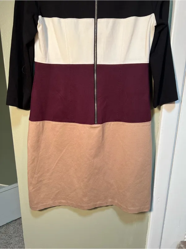 White House Black Market Women's‎ Size 6 Colorblock Shift Dress 3/4 Sleeve Ponte - Image 9