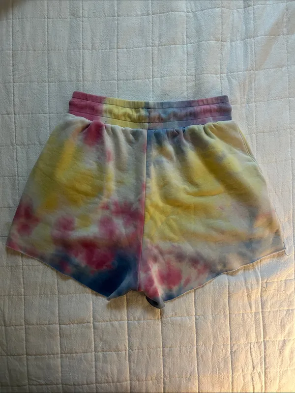 Balance Athletica Tie-Dye Affirmation Sweat Shorts - Yellow, Blue, Pink - Image 3