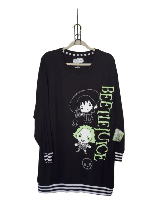 Beetlejuice Medium‎ Nostalgia Lounge Sleep Shirt Whimsical Goth Soft Grunge - Image 4
