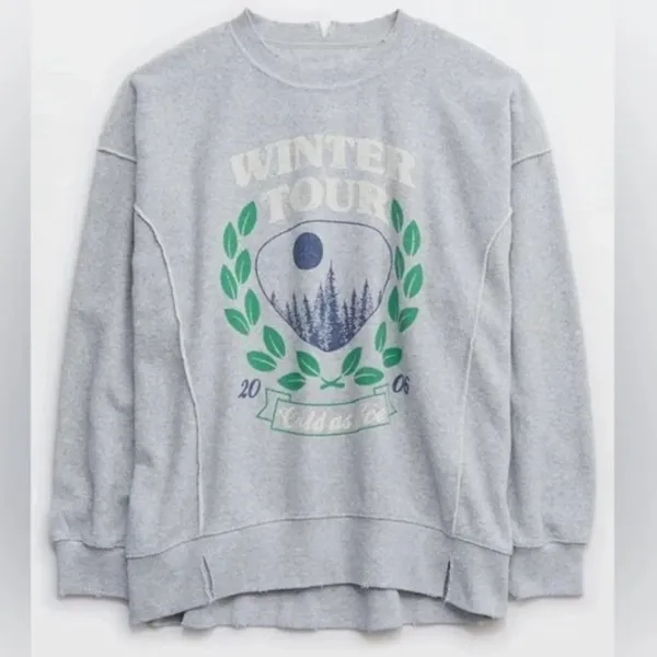 Aerie Women's Size Large Cozy Crew Sweatshirt The Chill Gray Winter Tour 06 Cold - Image 2