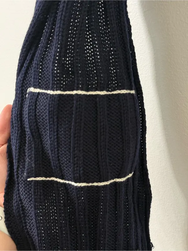 Polo Ralph Lauren Wool Blend Ribbed Navy Scarf Sweater with Flag - Image 6